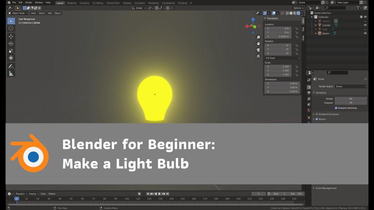 Blender for Beginner - Make a Light Bulb - YouTube