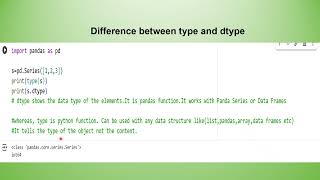 #python Difference between Dtype and Type