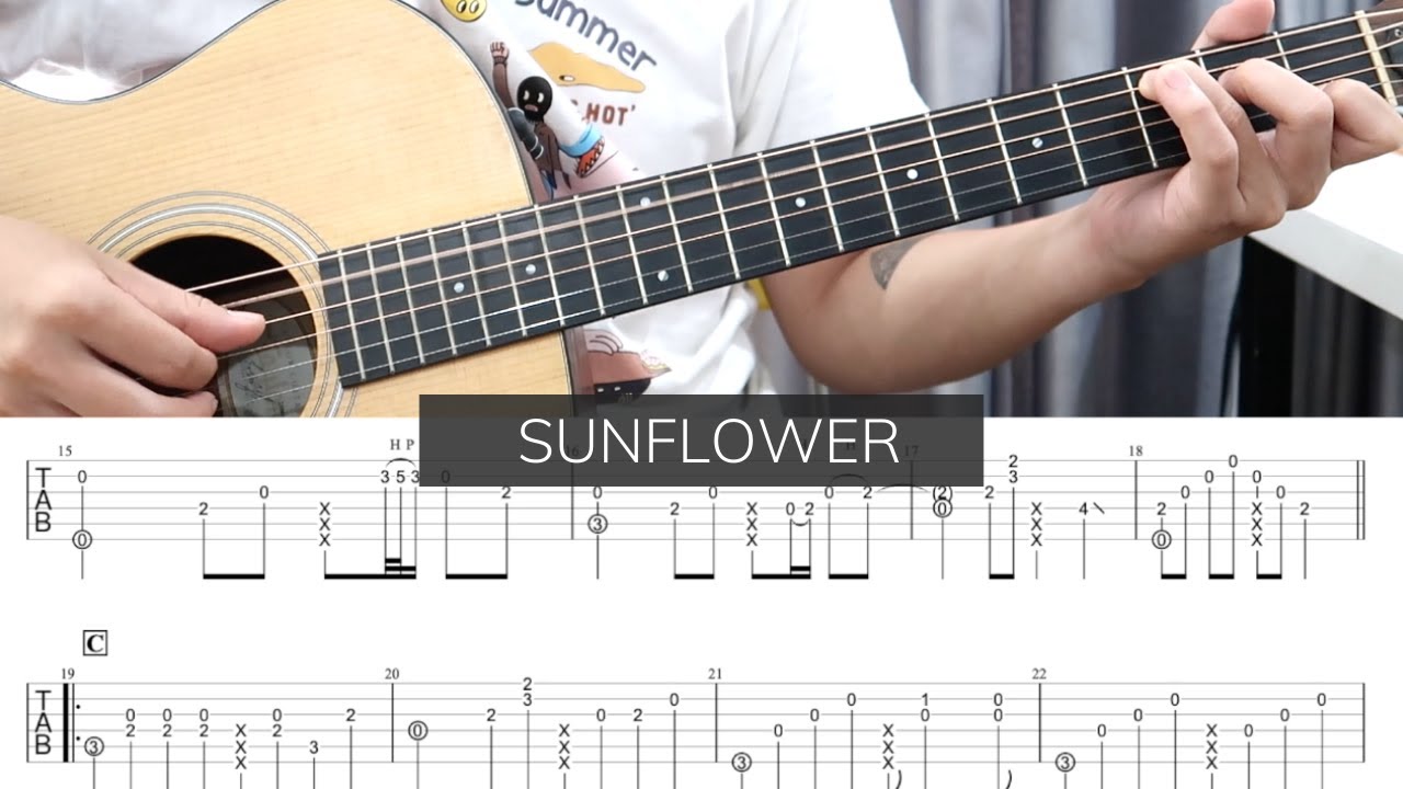 Sunflower / Hướng Dẫn Giọng Mi Thứ / Guitar Fingerstyle Tab / Level