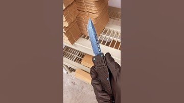 More Blue Dyed Damascus OTF Knives
