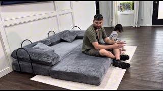 Athlete Statistics 79" Convertible Futon Sofa Bed, Boneless Couch for Living Room
