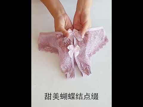 Трусики з розрізом і бантиками one size бежевий, видео 1