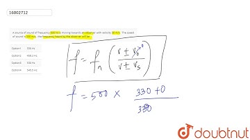 A source of sound of frequency 500 Hz is moving towards an observer with velocity 30 m/s . The s...