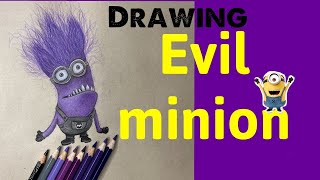 How to draw a evil minion step by step | easy to follow | (crazy minion)