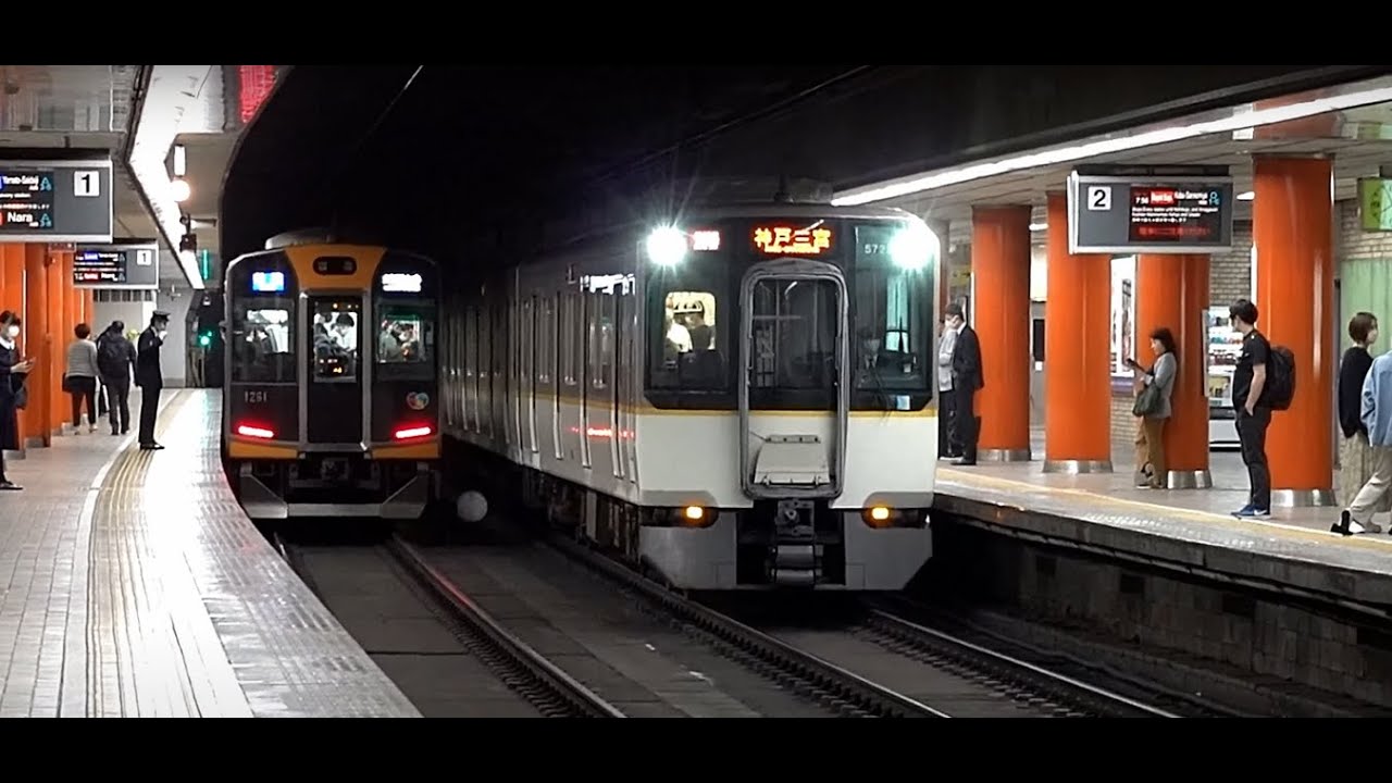 近鉄奈良線･近鉄難波線/近鉄日本橋駅1･2番線ホーム（大阪難波寄り）朝ラッシュの入線・発車・通過の様子 ・VVVFインバーター音【2160p60】2021/10/27・07:44～08:33