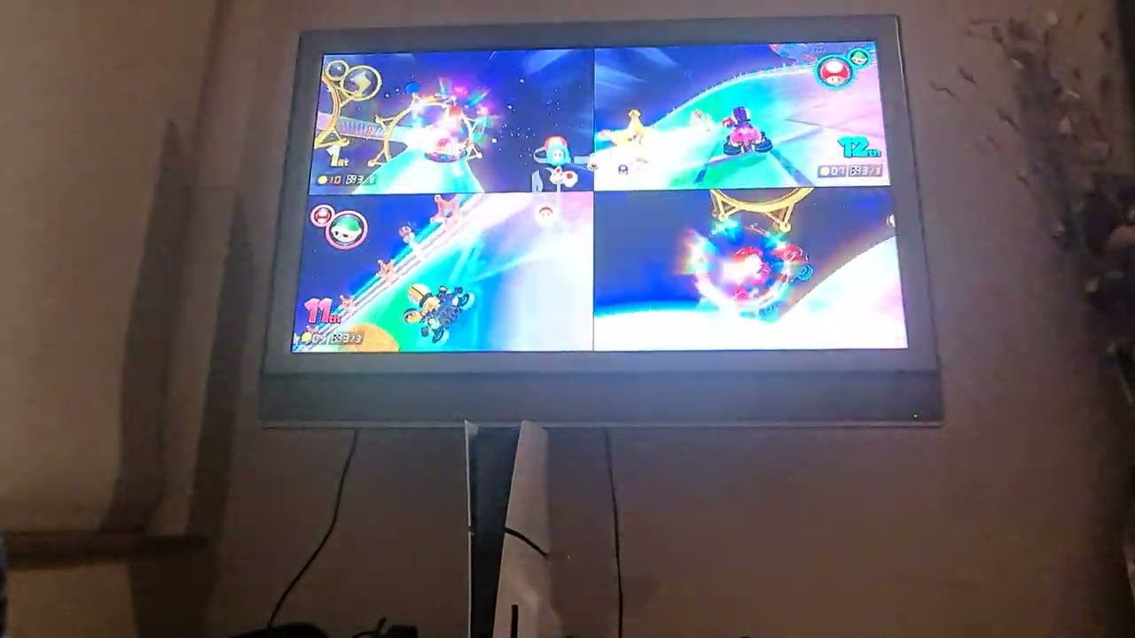 ryan's car racing with baby Emma and kate pretend play on mario kart the final part of the cup