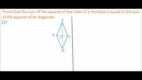 IN A RHOMBUS SUM OF SQUARES OF SIDES EQUAL TO SUM OF SQUARES OF ITS DIAGONALS