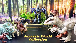 indominus rex, pyroraptor, triceratops, stegosaurus, carnotaurus|Huge Jurassic World Collection|