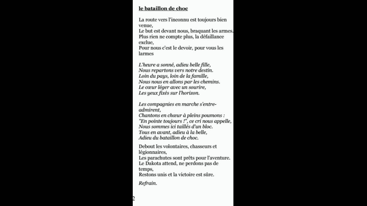 Le Bataillon de Choc Chant - YouTube