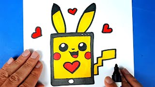Pikachu Tablet Çizimi, Kolay Çizimler, Sevimli Resim Çizimleri Pikachu Tablet Çizimi