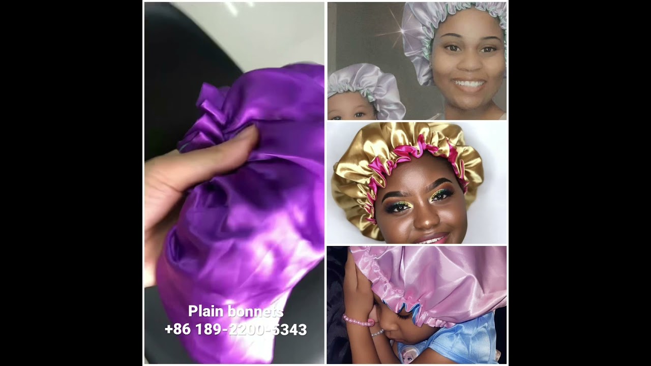 Double layer satin silk hair bonnets for adults & kids