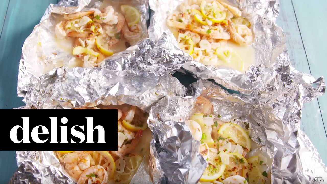 How To Make Foil Pack Shrimp Scampi Delish Youtube