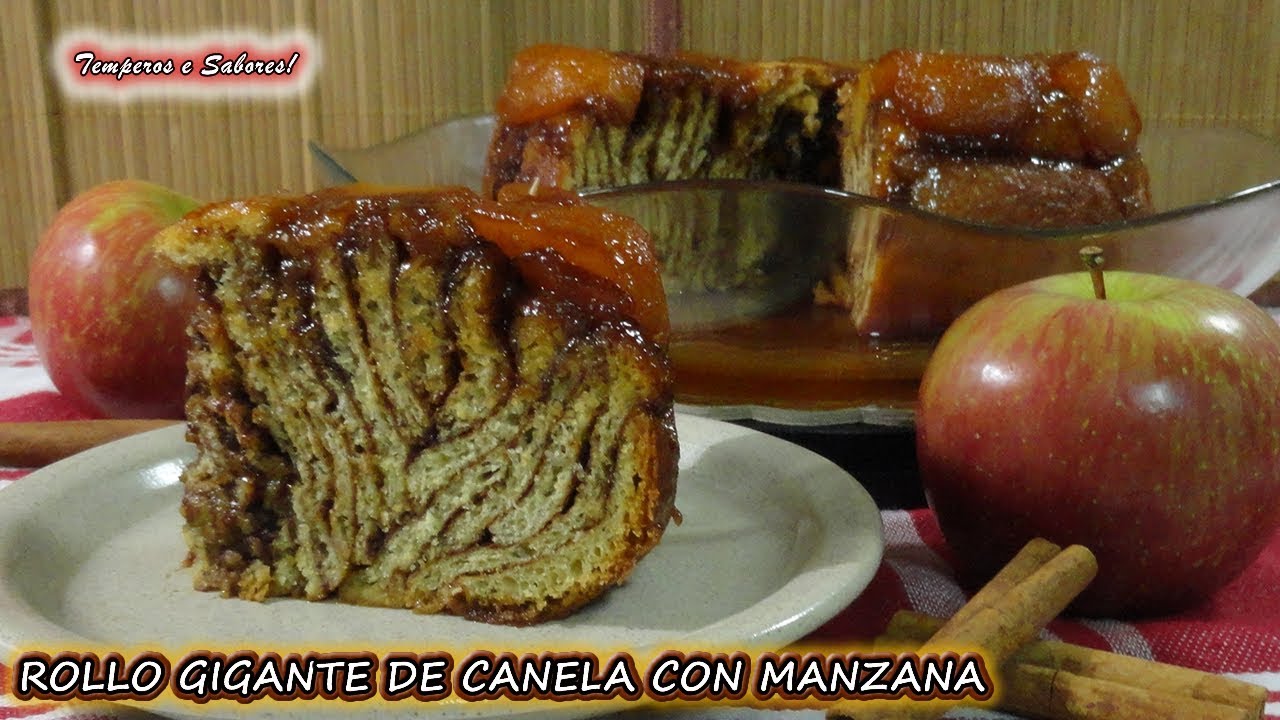 ROLLO GIGANTE DE CANELA CON MANZANA, especial para Navidad, muy delicioso