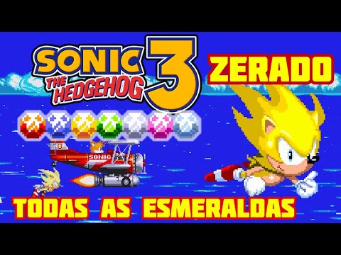 Sonic 3 - ZERADO - Super Sonic com 7 esmeraldas do Mega Drive