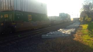 UP 8459 leads stacktrain through Rochelle