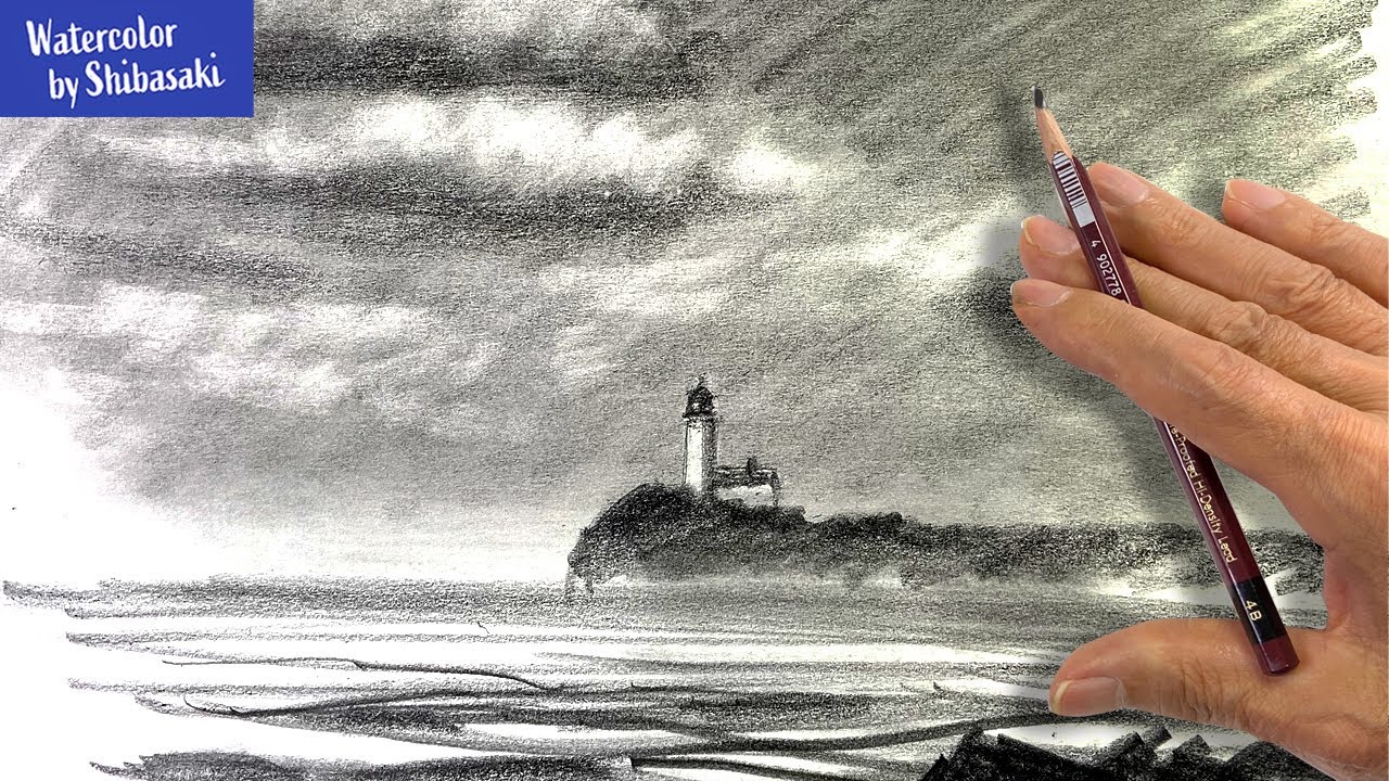 Seashore Drawing  Sea Pencil Drawing  Pencil Sketch  YouTube