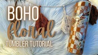 Boho Floral Glitter Tumbler Tutorial