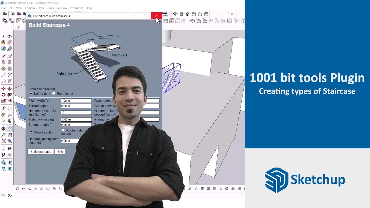 "How to Install & Use 1001bit Tools Plugin in SketchUp: Easy Stairs Creation Tutorial"