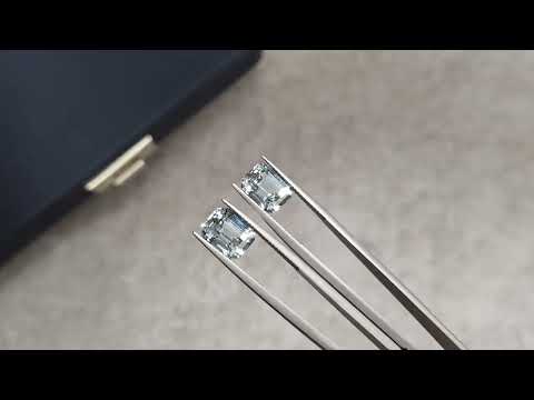 Pair of octagon cut aquamarines 7.07 carats, Africa Video  № 2