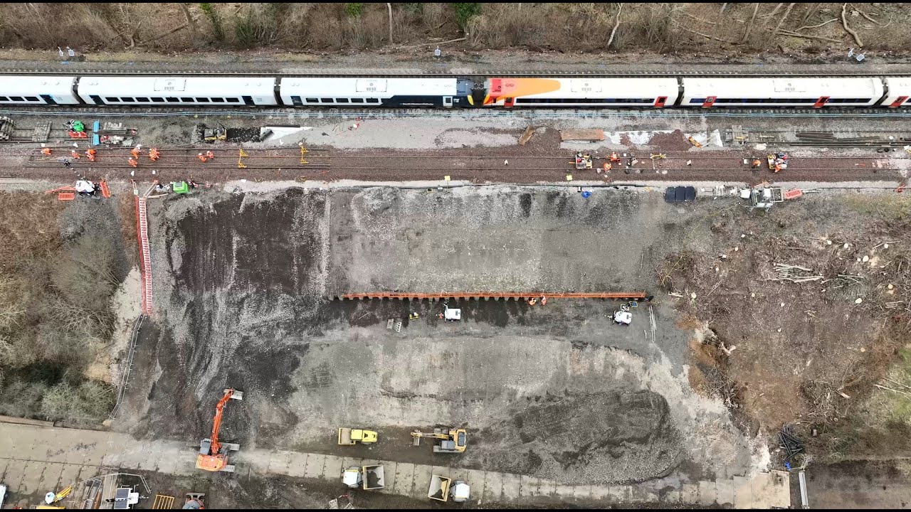 Edited footage Wessex Rail Line Hook Embankment Landslide Repair