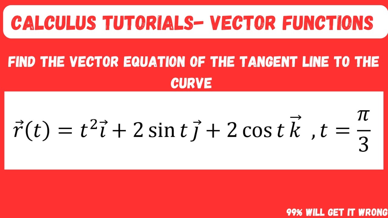 How to find the vector equation of the tangent line to a curve - YouTube