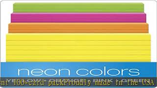 Oxford Neon Index Cards, 4" x 6", Ruled, Assorted Colors, 100 Per Pack (99755EE)