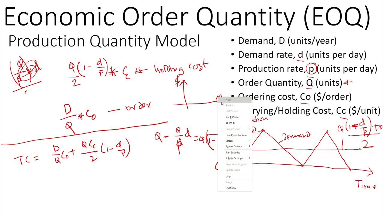 Production Economic Order Quantity EOQ - YouTube