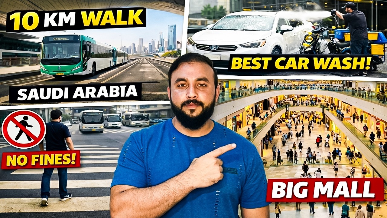 10KM Walk in Saudi Arabia 🇸🇦🚶‍♂️ | No Fines? 😲 Best Car Wash & Mega Mall Tour 🏬✨