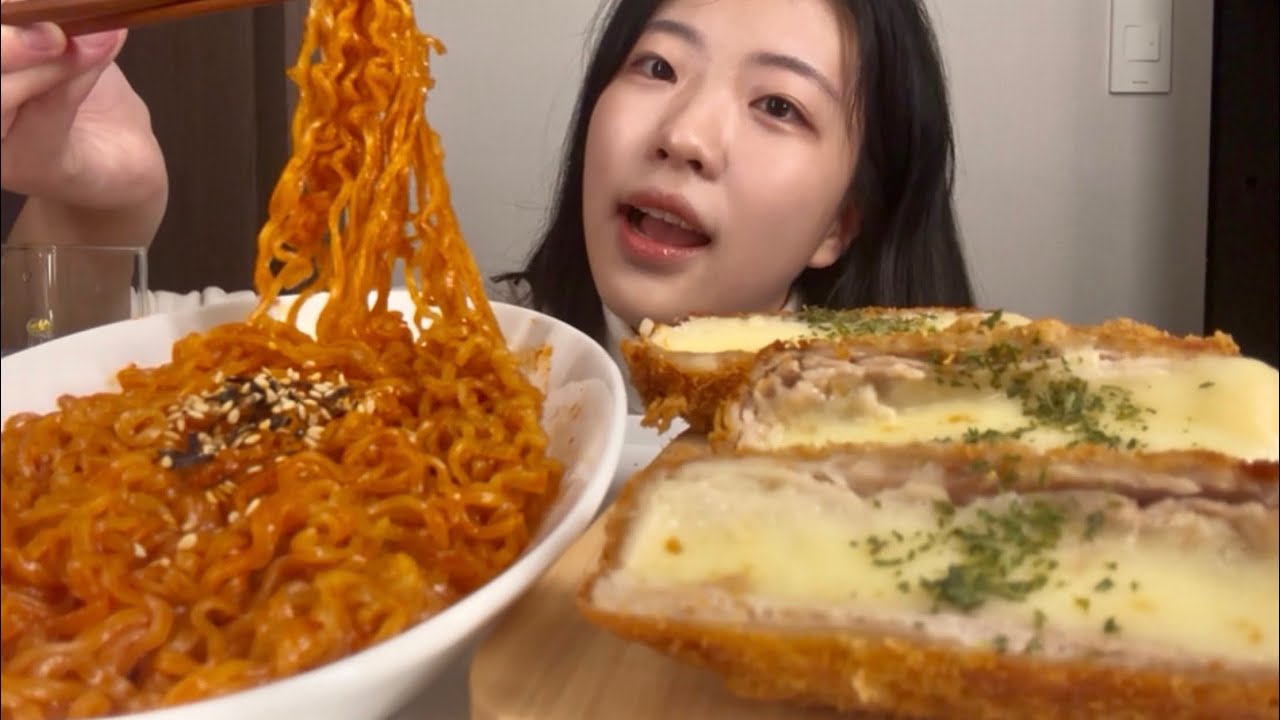 SUB)불닭이랑 치즈돈까스 먹방!!❤️‍🔥레전드조합! ASMR MUKBANG Buldak noodles and Cheese pork cutlets eating