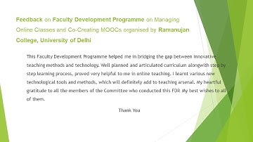 Feedback for the purposes of FDP