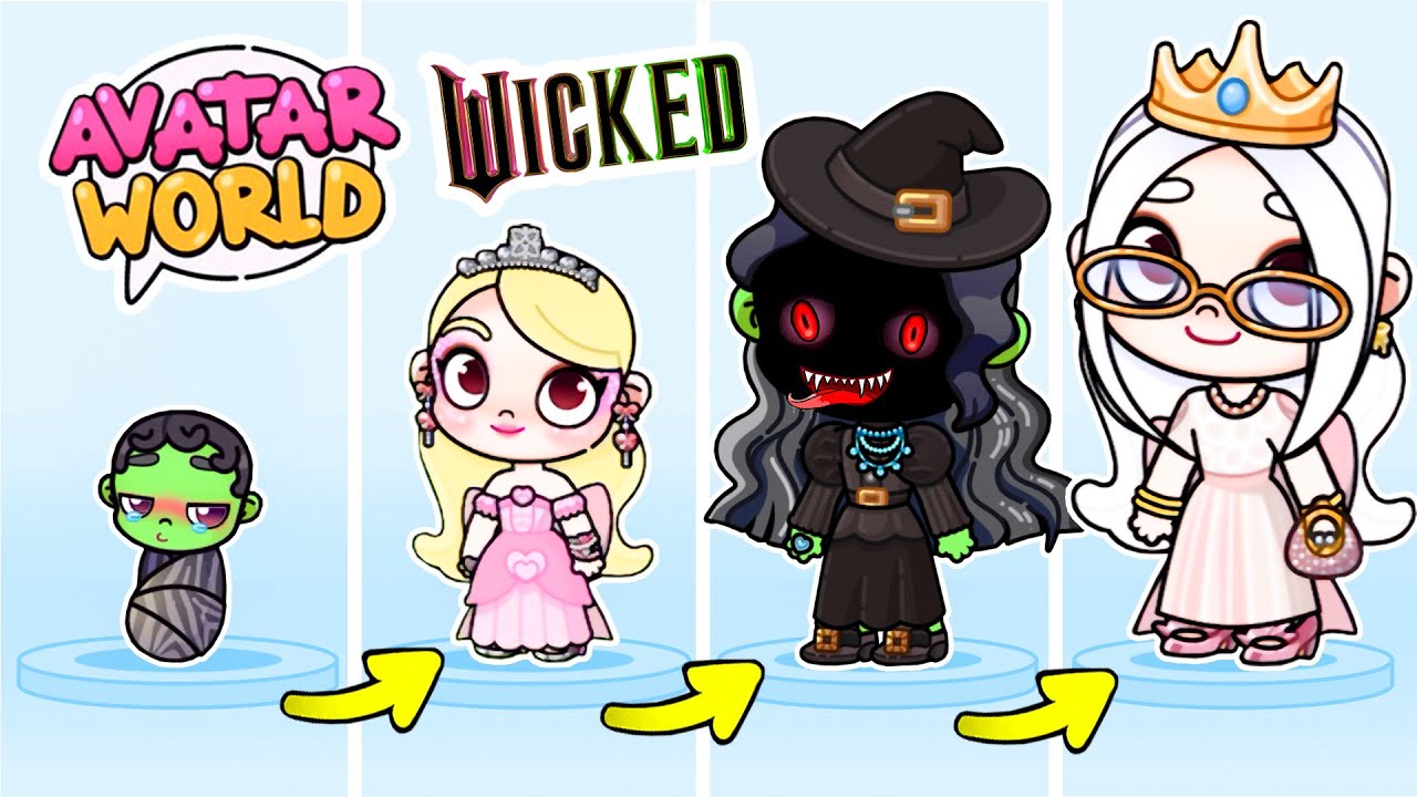 ¡FÁCIL! EVOLUCIÓN de GLINDA y ELPHABA de Wicked en Avatar World 🌍 | PAZU