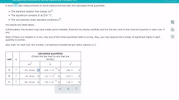 ALEKS: Recognizing consistency among equilibrium constant, free energy, and cell potential