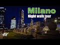 Milano City life at night - walking tour to Wagner 2021 |4k