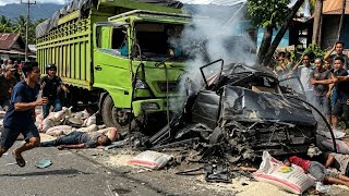 Kecelakaan Tragis Hari Ini‼️Truck Putus Rem Seruduk 3 Mobil Pribadi 4 Orang Meningg4l Dunia