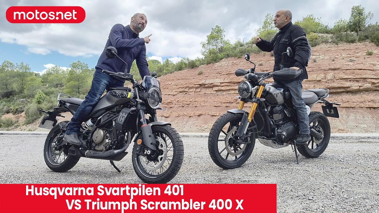 ✌🏻Husqvarna Svartpilen 401 vs Triumph Scrambler 400 X 2024 / Prueba Comparativa / Review / motos.net