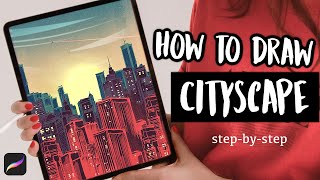 City Skyline Drawing - EASY PROCREATE Tutorial screenshot 3