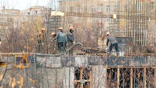 Workers at the Construction Site Stock Video