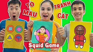 Cuộc Thi Tô Màu Tranh Cát Nhân Vật Squid Game - Búp Bê Áo Cam, Tách Kẹo, Lính Canh... Ai Tô Đẹp Nhất