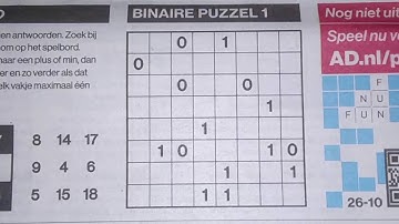 (#1804) Monday. Binary01 Sudoku puzzle. Bonus Extra edition. 10-26-2020 Extra part 3 of 4