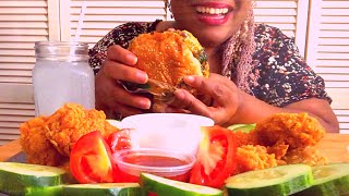 BK WHOPPER SANDWICH, KFC HOT SPICY WINGS with VEGGIES #asmr #food #kellysasmr DELICIOUS! screenshot 5