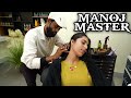 Manojmaster head massage therapy to nancy back hand neck  massage with asmr effects