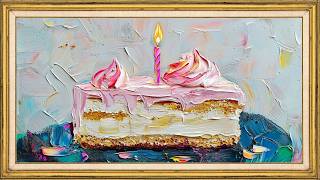 Pink Birthday Cake Frame TV Art with Smooth Jazz ☕🎷 | 2 Hours Relaxing Screensaver Ambience screenshot 2