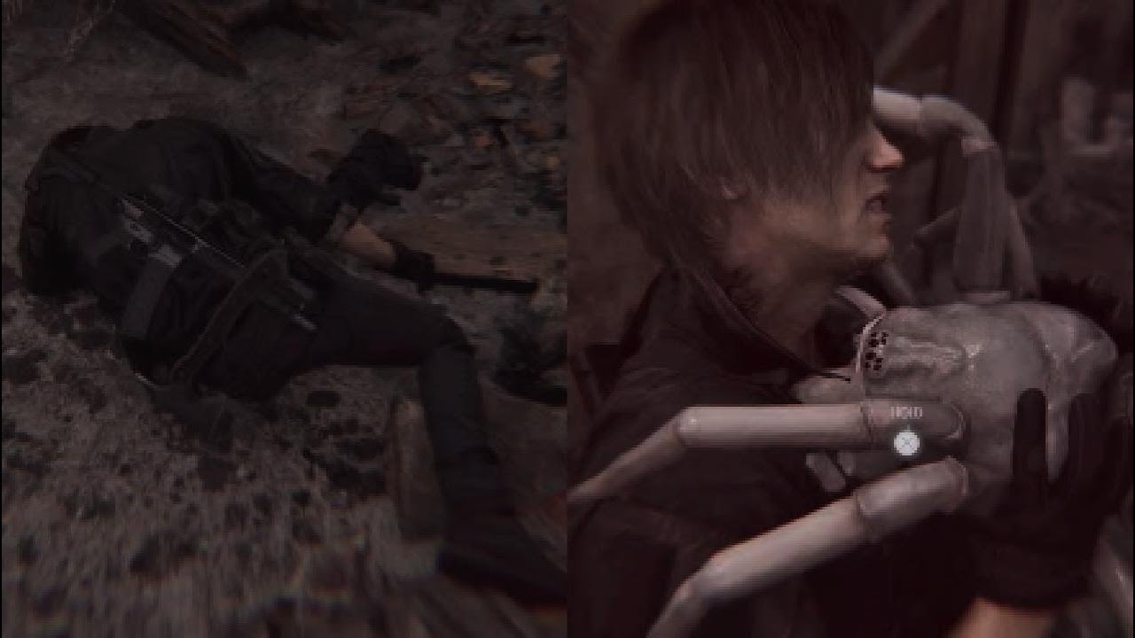 RE9 Leon Ragdolled After Being Birthed On By Giant Spider Funny Death Scene Insanity Only Attack