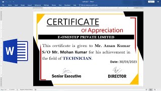 How To Make a Certificate Design in Microsoft Word | Certificate Design in MS Word