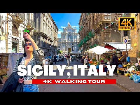 🇮🇹 Sicily, Italy Walking Tour - Catania's Historical Market & Square | 4K HDR / 60fps