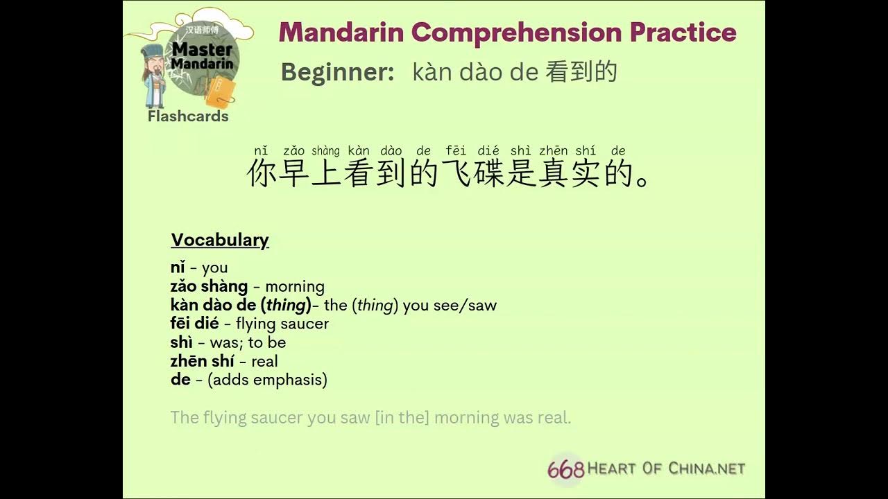 "to see (something)" kàn dào de 看到的 Beginner Mandarin Comprehension