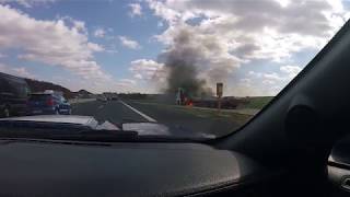 Truck Fire on German Autobahn near Stuttgart