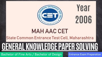 MAH AAC CET/BFA General Knowledge Paper Solving 2006/Bachelor of Fine Arts/ Bachelor of Design/Hindi