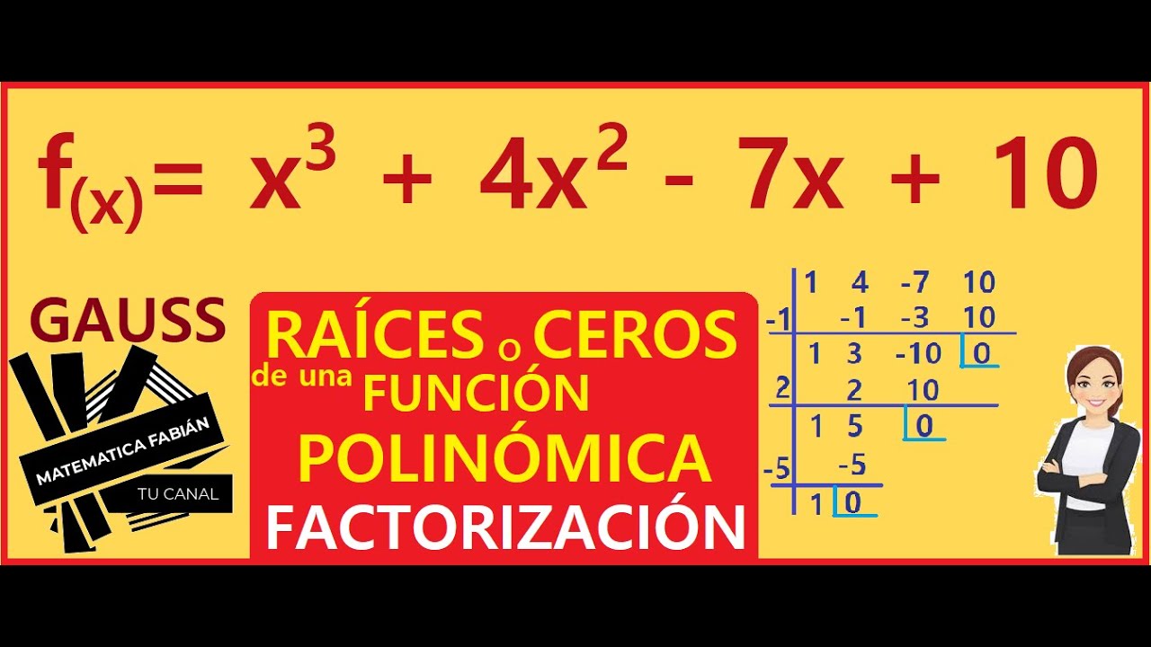 RAÍCES de una FUNCIÓN POLINÓMICA por el Teorema de GAUSS. Por RUFFINI (p principiantes) Cómo hallar.