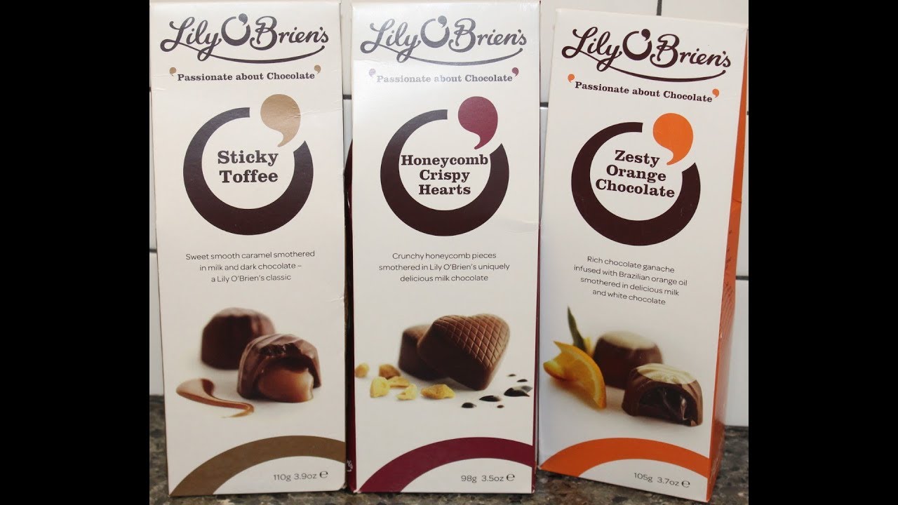 Lily O’ Brien’s Chocolate: Sticky Toffee, Honeycomb Crispy Hearts & Zesty Orange Chocolate Review